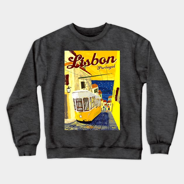 Vintage Travel Poster - Lisbon Crewneck Sweatshirt by Starbase79